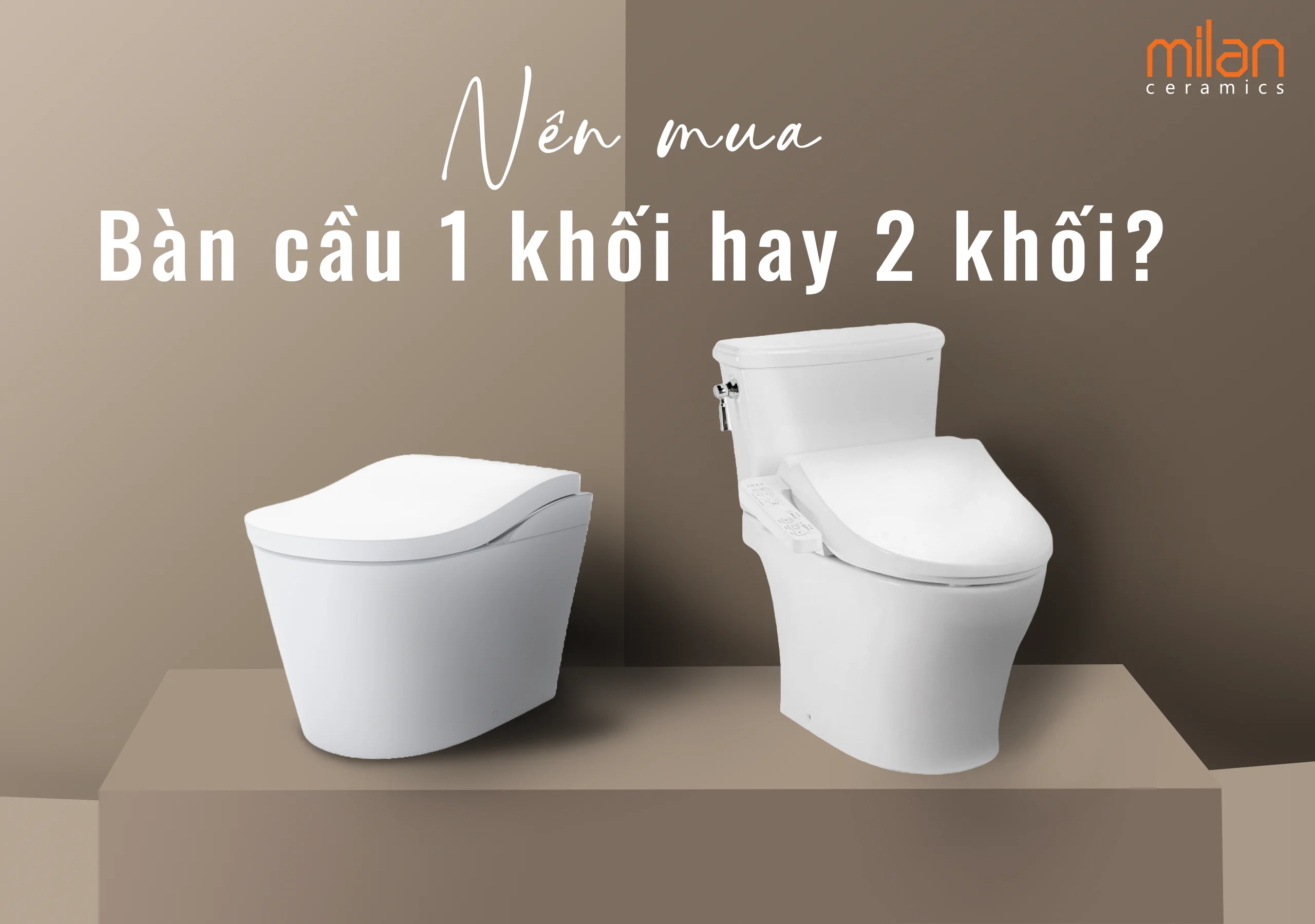 bàn cầu 1 khối, bàn cầu 2 khối, nên mua bàn cầu 1 khối hay 2 khối
