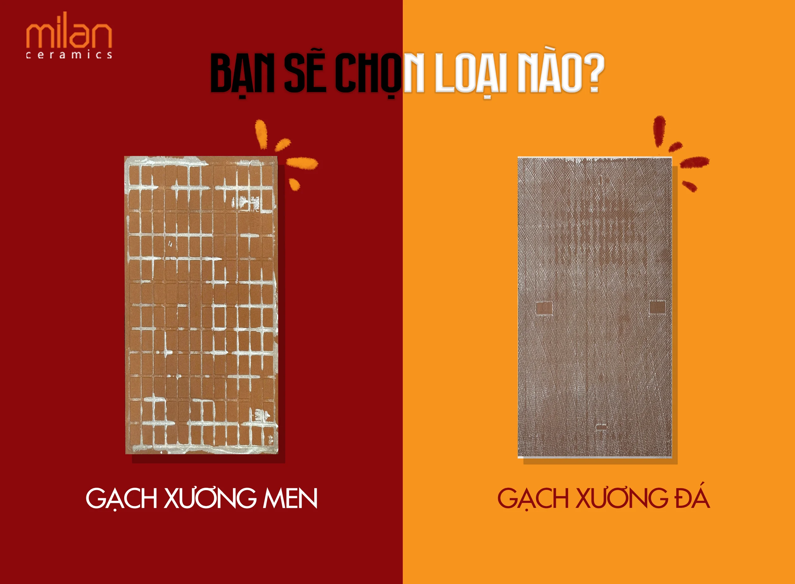gạch xương đá, so sánh gạch xương men và gạch xương đá, gạch ceramic, gạch porcelain