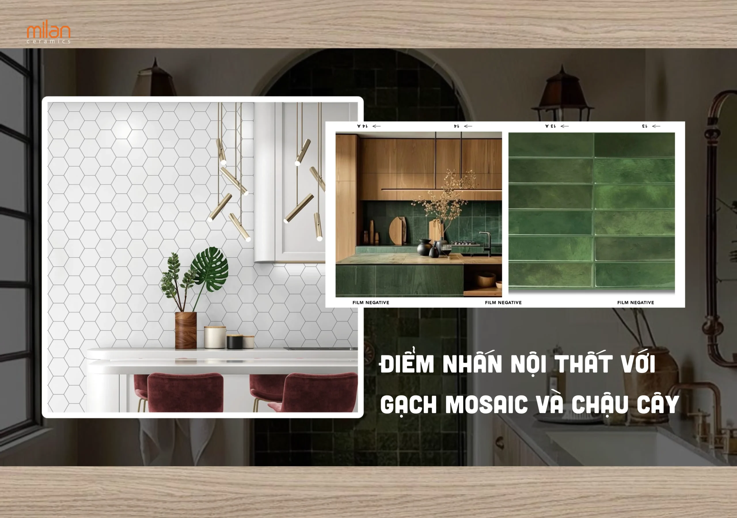 thiết kế nội thất xanh, kết hợp gạch, gỗ và cây xanh, đưa thiên nhiên vào nhà